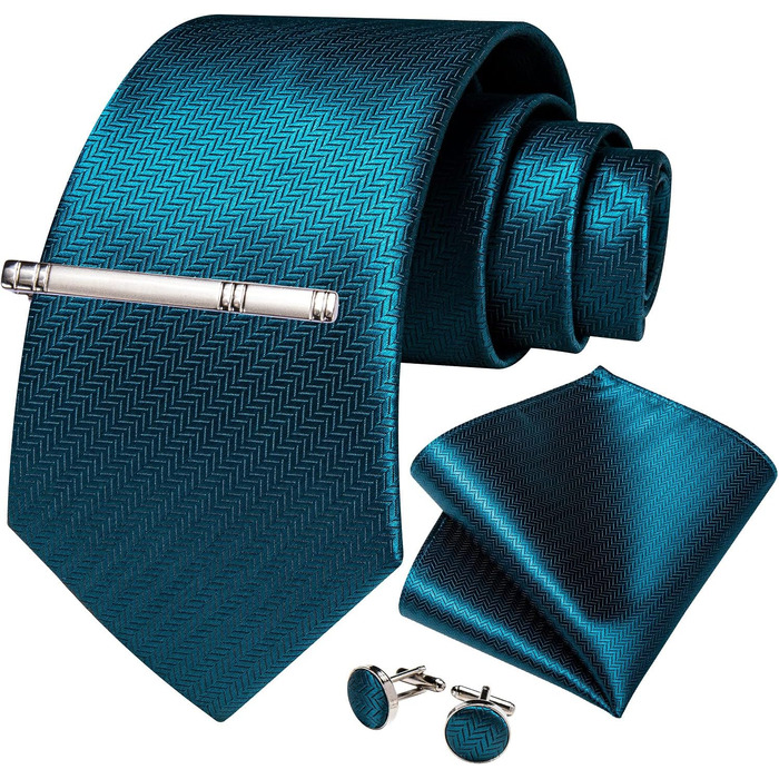 Набір краватка, нагрудна хустинка та запонки DiBanGu для весілля та офіційних заходів (синє)