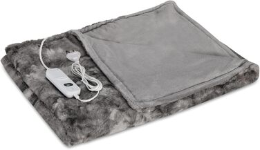 Електрична ковдра Navaris XXL з підігрівом 180x130 см, 3 режими, автовимкнення, пральна, штучне хутро, темно-сірий