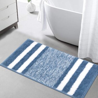 Pauwer Microfiber Bath Mats & Rugs - Plush, Absorbent, Non-Slip - 60x120 cm - Washable Bathroom Rugs for Bedroom, Living Room, Blue