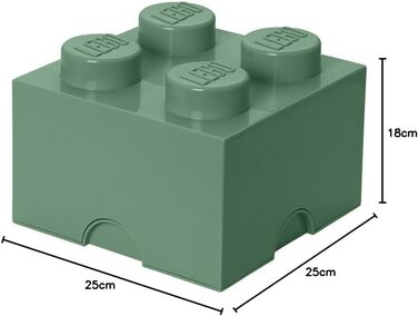 LEGO коробка для зберігання, 4 кнопки, штабельована, 5,7 л, пісочно-зелена