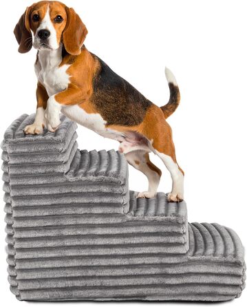 Сходинка для тварин Boutique Zoo: 4 сходинки, 40 см, для собак та котів | З м'якого велюру, темно-сірого кольору | Ідеально для ліжка та авто