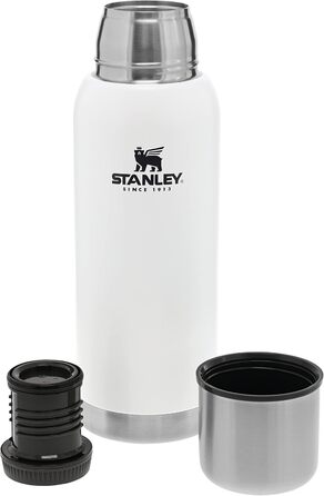 Термос Stanley Adventure з нержавіючої сталі, 1 літр - термопляшка, 1л, зберігає тепло/холод до 24 годин, без BPA, кришка-поїльник, білий (Polar White)