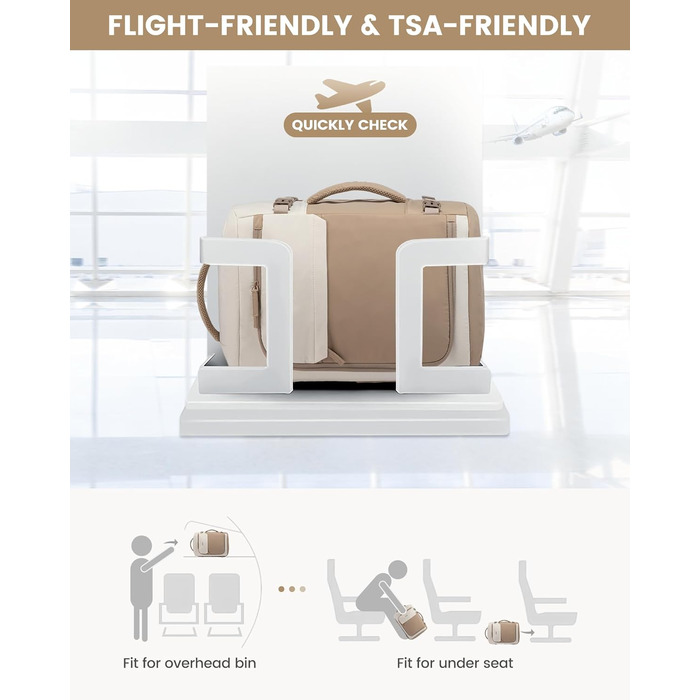 Жіночий рюкзак LOVEVOOK для подорожей, 50L, Carry On, для авіаперельотів, бізнес, школа, Weekender (17 дюймів, Хакі)