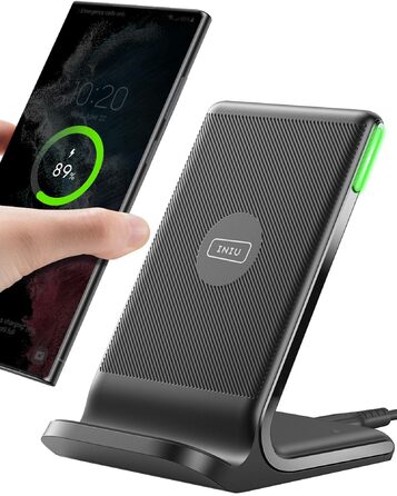 Бездротовий зарядний пристрій INIU 15W для iPhone та Samsung Galaxy – Qi сертифікат, чорний