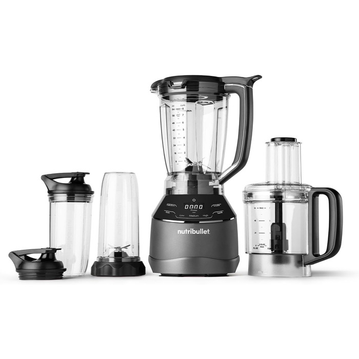 Блендер Nutribullet Full Size Combo, електричний міксер, професійний подрібнювач, 1500 Вт, 1,89 л, чорний
