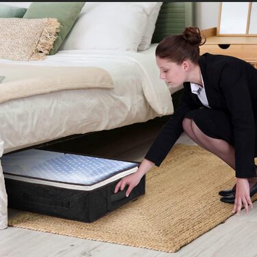 4 шт. Органайзери для зберігання під ліжком з кришкою, тканинні, чорні