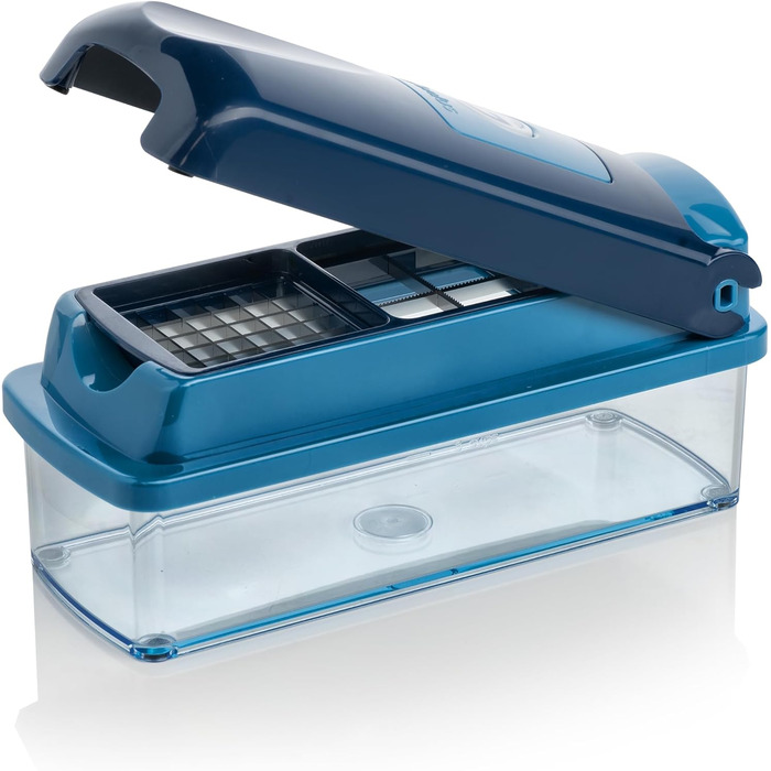 Nicer Dicer Smart від Genius: Набір для нарізки овочів 10 в 1, блакитний. Ручний набір для нарізки овочів, фруктів, салату, тертки, кухонного помічника, 800 мл.