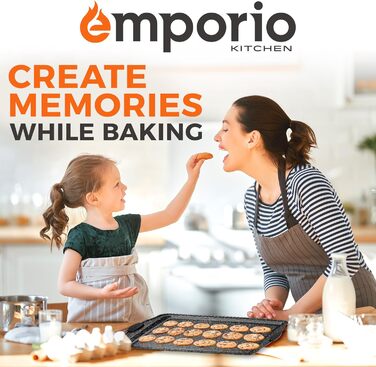 Набір форм для випічки Emporio Kitchen – антипригарне покриття, набір форм з вуглецевої сталі з сірими силіконовими ручками, без PFOA, PFOS, PTFE, рецептурник в комплекті, деко для випічки (до 230°C), сірий, набір з 25 шт.