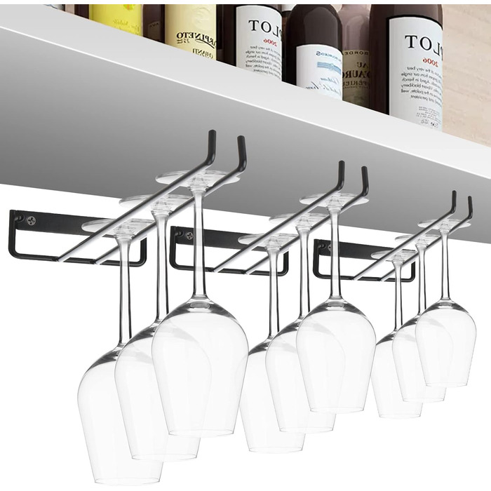 Настінні полиці для келихів MOCOBO (4 шт.), чорні, 30 см - органайзер для кухні