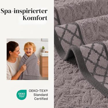 Набір рушників Pacific Coast Textilien Damast Jacquard з бордюром, 100% бавовна, сірі, 8 шт.