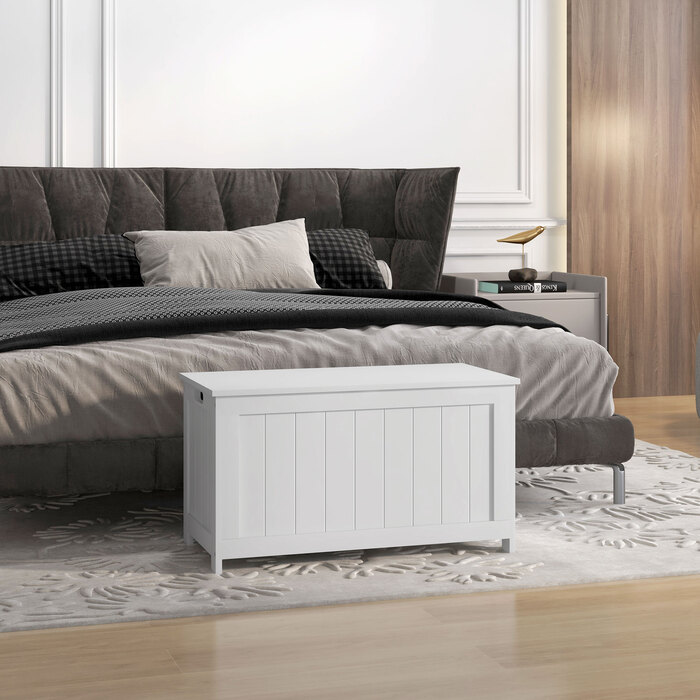 Ящик для зберігання HOMCOM з кришкою та ручкою, 81 x 40 x 46 см, білий контейнер для речей у вітальню та спальню
