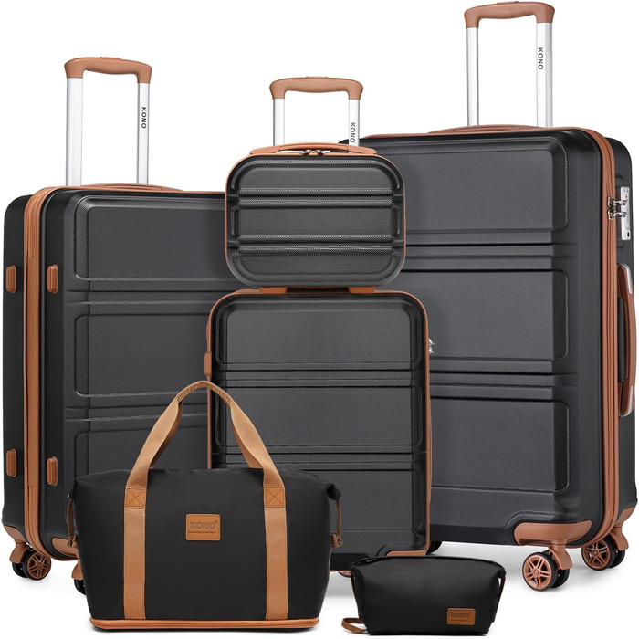 Набір валіз KONO 4 в 1: велика валіза, ручна поклажа 55 см, beauty case та сумка для косметики (кремовий білий)