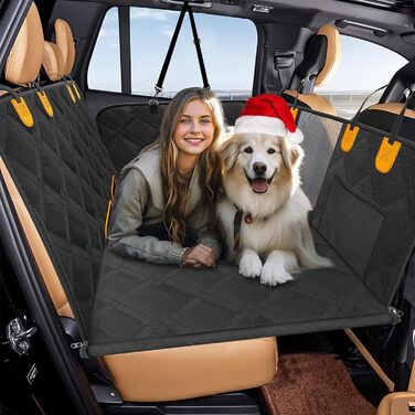 Loiion Waterproof Dog Car Seat Cover with Hard Base - Prevents Sliding, Fits Most SUVs, Trucks, Cars - Gray (Black All-Inclusive)