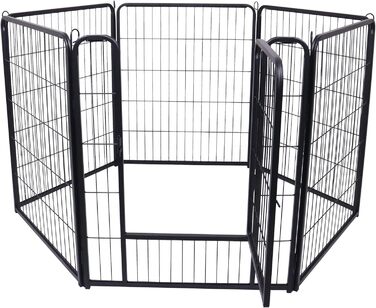 Вольєр для цуценят на 6 частин, 80 см, з 1 дверима та 5 фіксаторами, гнучкий та складаний, для дому та саду