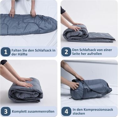 Дитячі спальні мішки для кемпінгу та подорожей - компактні, легкі, водонепроникні, 3-сезонні, з сумкою для перенесення, для хлопчиків та дівчаток (Сірий)