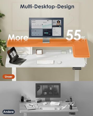 Регульований за висотою стіл OffiGo 120x60 з L-подкоркой, USB, висувна шухляда, ергономічний комп'ютерний стіл