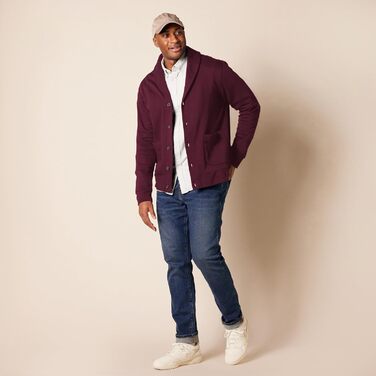 Чоловіча в'язана кофта Amazon Essentias з капюшоном та коміром-шарфом (XXL, Бордовий)