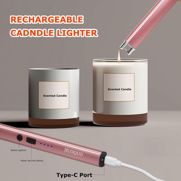 JIUOQUO 6-in-1 Candle Accessory Set, Candle Snuffer, Electric Candle Lighter, Wick Trimmer, Wick Dipper, Storage Tray, Plate, Candle Care Set for Candle Lovers, Mother's Gift
