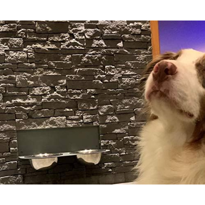 Підставка для корму Schmeck.bar для собак, сіра матова, 400x187x227 мм, 2 миски S