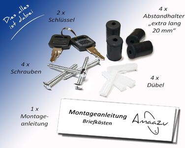 Поштовий ящик антрацит з нержавіючої сталі, з вікном та табличкою для імені, відділення для газет, замок з 2 ключами, настінний поштовий ящик RAL 7016, великий розмір