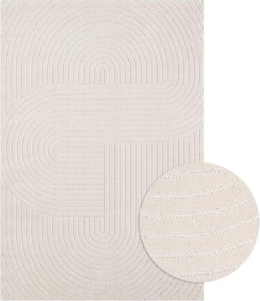 Килим Santo Plus для вітальні та спальні: якісний, легкий у догляді, довговічний, сучасний дизайн, підходить для вулиці, кремовий, 160 x 220 см