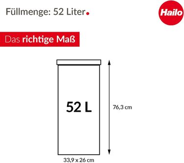 Відро для сміття Hailo Big-Box Swing XL 52 л, сталевий, самозакривний, з кріпленням для мішка, срібний, німецька якість