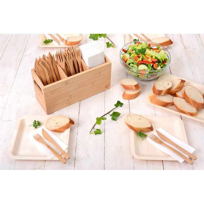 GRÄWE Bamboo Cutlery Holder with 3 Compartments
