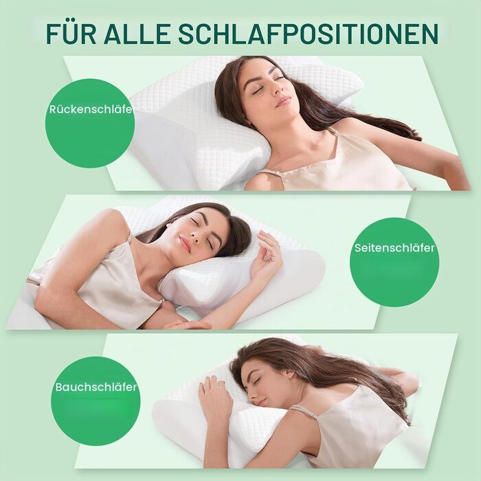 Подушка для шиї та голови 2 в 1 з ефектом пам'яті (Memory Foam), 60x40x12/14 см, біла