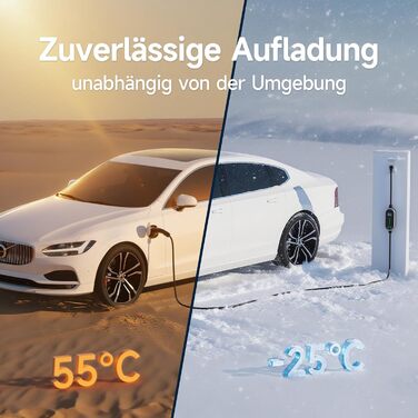 Кабель для зарядки електромобіля Type 2, 3.6 кВт, 8 м, 6-16A, 1 фаза, з цифровим дисплеєм, IP65, для EV/PHEV