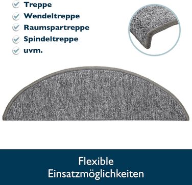 Килимок на сходи Beautissu ProStair 55x15 см (15 шт.) - сірий, самоклеючий, для вузьких сходів