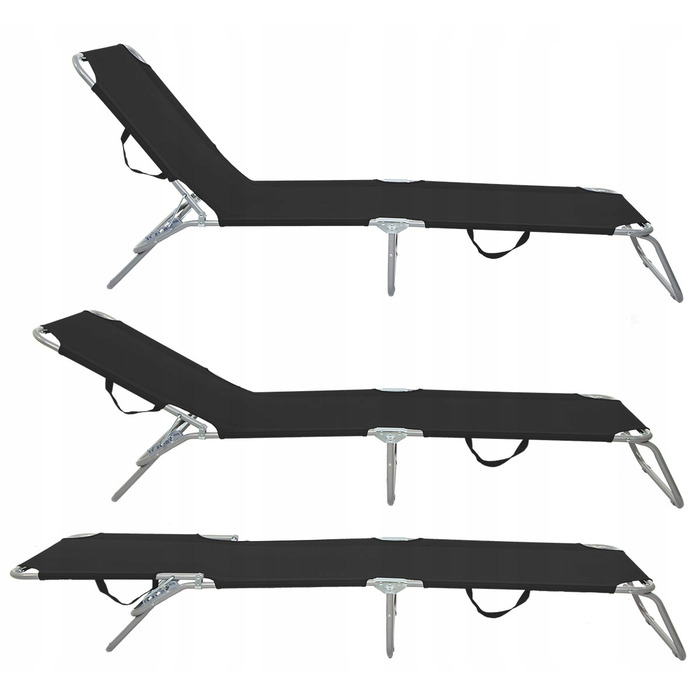 Складане туристичне польове ліжко, чорне, 185см x 54см