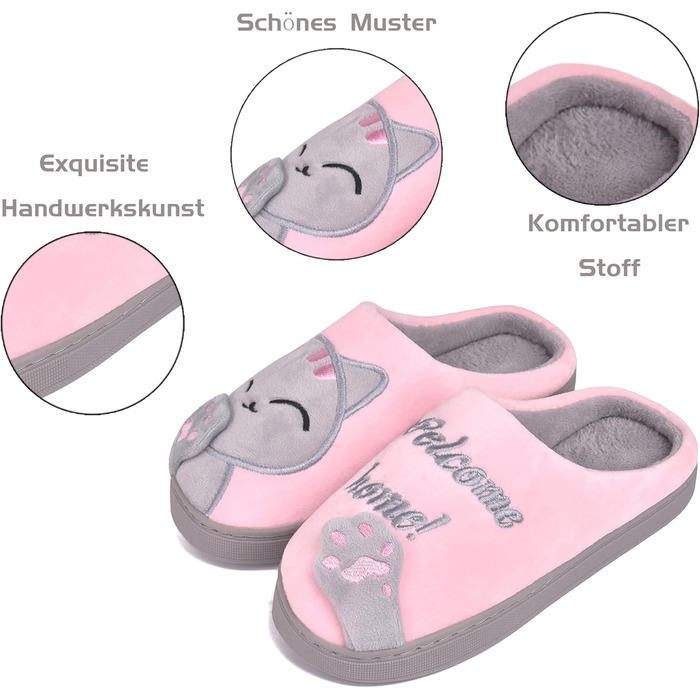 JACKSHIBO Теплі плюшеві тапочки для дому - жіночі та чоловічі, унісекс, 40/41 EU, рожеві