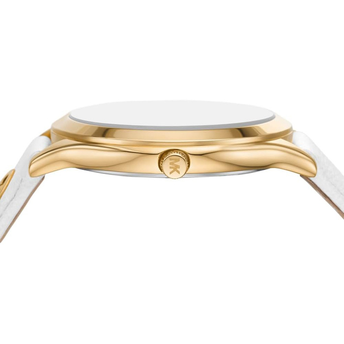 Жіночий годинник Michael Kors Slim Runway: кварцовий механізм, 38 мм, шкіряний ремінець (Золотистий та Білий)
