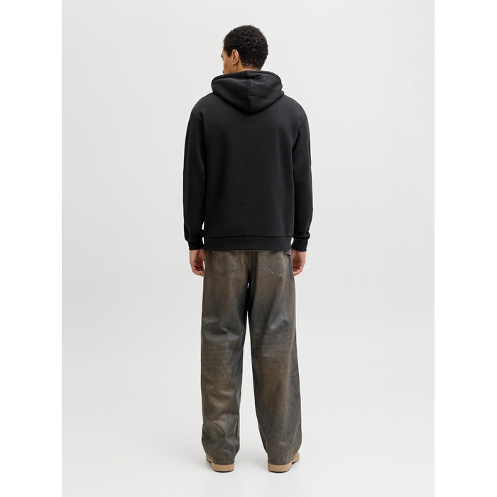 Чоловічий однотонний худі Jack & Jones з капюшоном, чорний, розмір XL