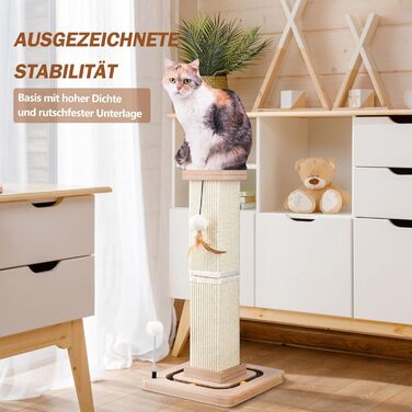 Cat scratching post, 67cm scratching pillar with interactive cat toy, sisal scratching tree with hanging and track balls, cat scratching furniture