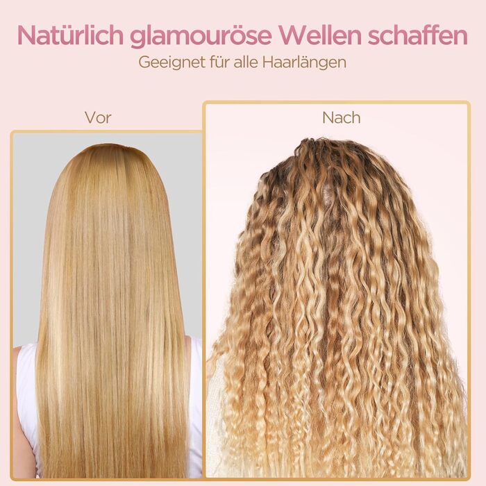 BESTOPE Lockenштаб 25 мм: мультитемпературний, для великих локонів, швидкий нагрів, прецизійне регулювання температури, з рукавичкою (рожеве золото)