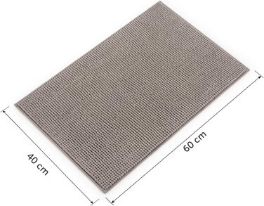 Килимок для ванної кімнати Blumtal Chenille 40x60 см - сертифікований Oeko-TEX, антиковзаючі, миються, сірий