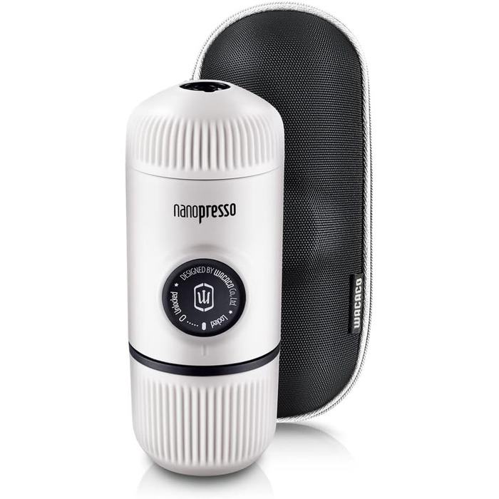 WACACO Nanopresso Portable Espresso Machine, with Nanopresso S Case, Upgrade Version of Minipresso, Travel Coffee Machine, Manually Operated (New Elements Cold White)