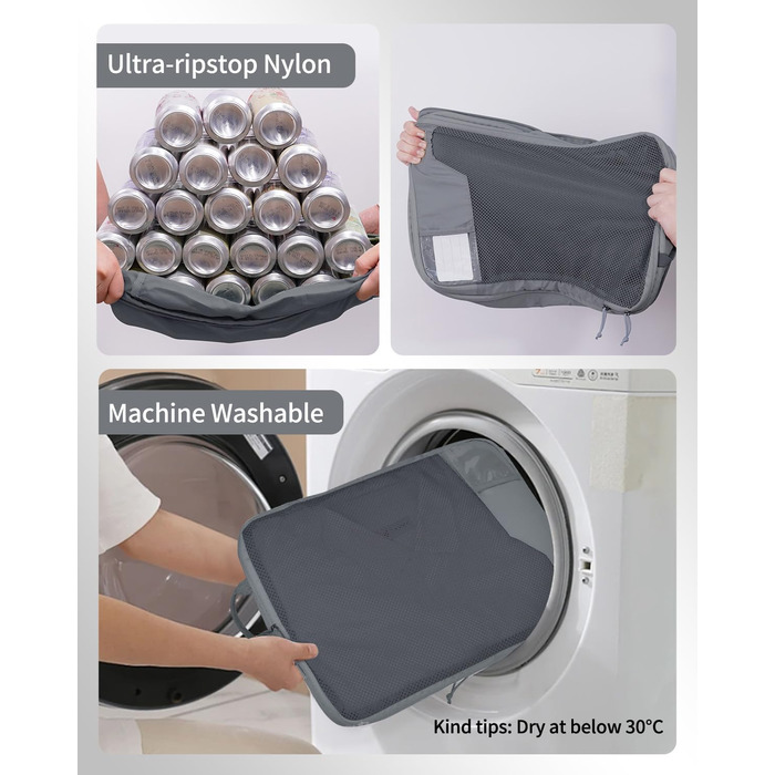 Органайзери для валізи ECOHUB (набір 4 шт.) з мішками для пакування, з тегами, з перероблених матеріалів, для рюкзака та валізи, з міцною сіткою, набір для подорожей