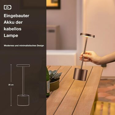 LED настільна лампа бездротова, акумуляторна, торшероподібна, сенсорна, диммування, 3 колірні температури, регулювання яскравості, для спальні, кафе, чорна, 1 шт. (кава)