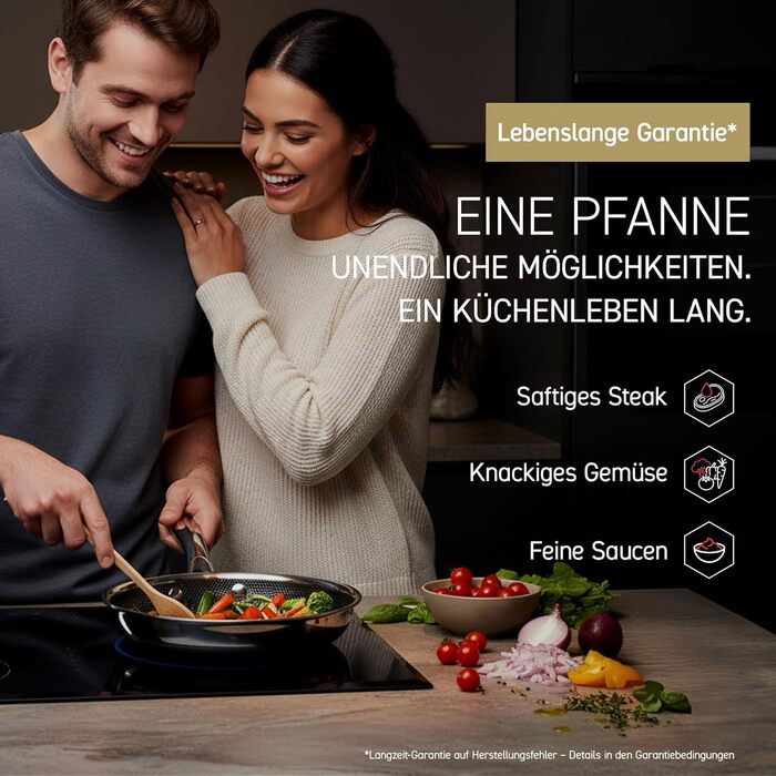 Сковорода HexClad Hybrid Ø 20 см – нержавіюча сталь з сотовою структурою, антипригарне покриття, для всіх плит (індукція), безпечна в духовці та посудомийній машині