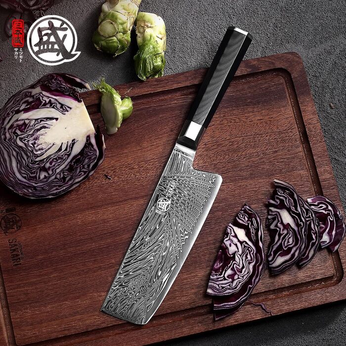 Японський кухонний ніж Mitsumoto Sakari Nakiri, порошкова сталь VG-Pro, чорна ручка, 16 см