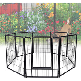 Кізовод для цуценят/кошенят/кроликів: металевий загон 65x80 см, чорний, 8-секційний (для внутрішнього та зовнішнього використання)