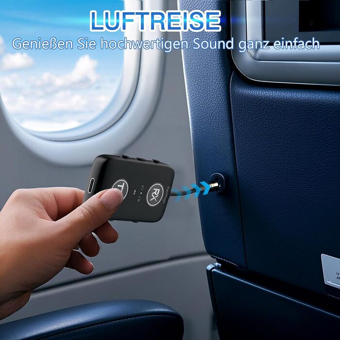 Bluetooth 5.4 адаптер ElecMoga 2-в-1: передавач та приймач, підтримка 2 пристроїв, для авто, телевізора, навушників