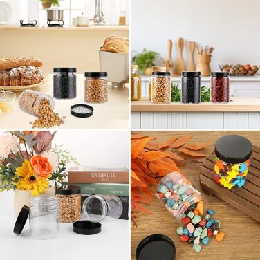 Набір контейнерів для зберігання 16 шт. по 500 мл з кришкою, прозорі пластикові банки, BPA-Free, для солодощів та продуктів харчування