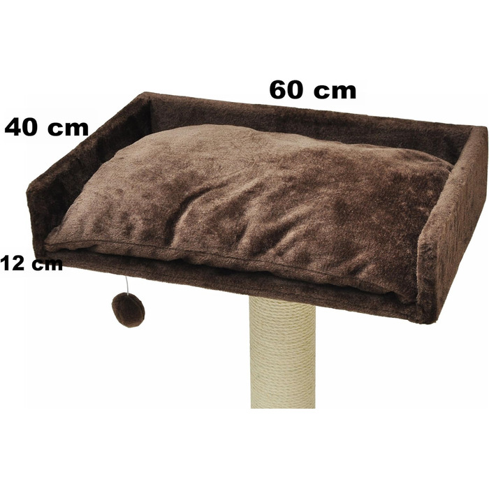Лежак для котів nanook Sigurd 60x40 см з подушкою та іграшковим м'ячем, коричневий, платформа для котячого дерева