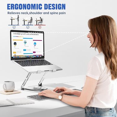 Adjustable Laptop Stand - 360° Swivel Base, Foldable & Portable - Fits 10-17 Inch Laptops (Splitter)