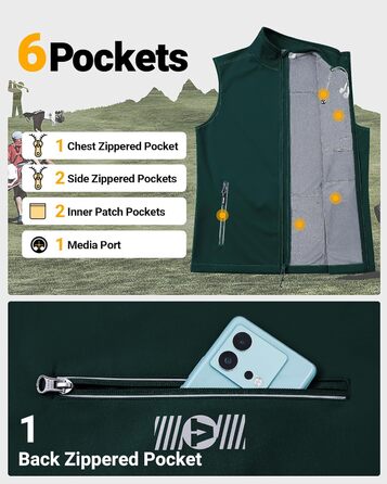 Чоловіча вітро- та водонепроникна жилетка Outdoor Ventures Softshe для їзди на велосипеді, XL, темно-зелений