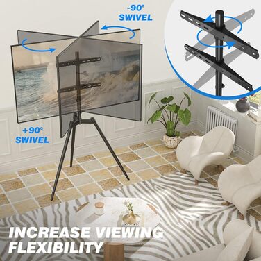 RFIVER Adjustable TV Stand with Swivel Base - Fits 32-65 Inch TVs (VESA 400x400mm, 35kg)