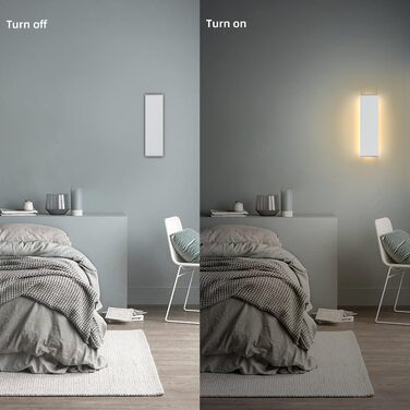 LED-стінні світильники KICAAO 2 шт. 12W, білий, сучасний дизайн, up-down, для дому, сходи, коридор, вітальня, спальня, з алюмінію